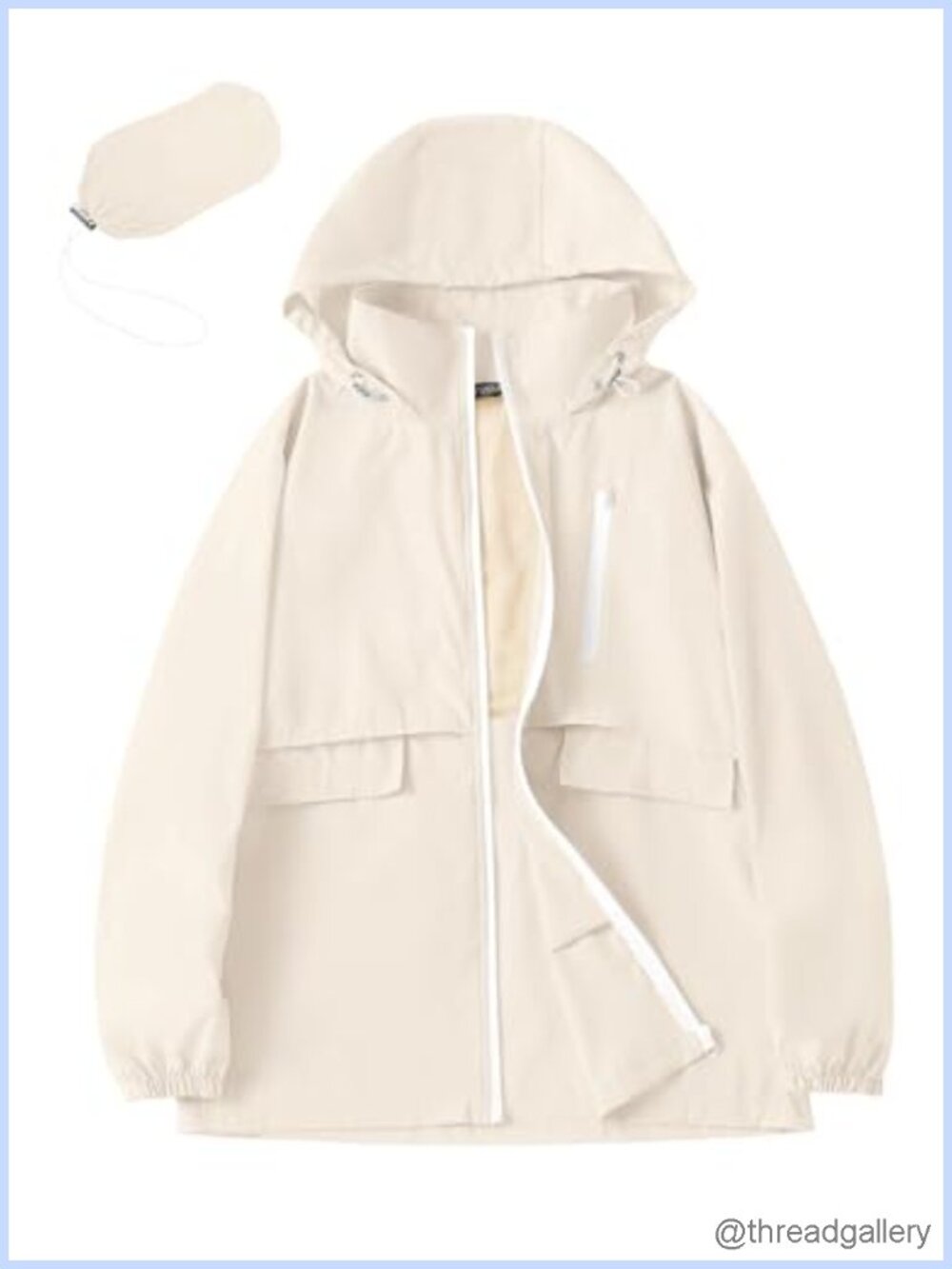 Women Waterproof Hooded Rain Jacket 100% Polyester Packable Windbreaker